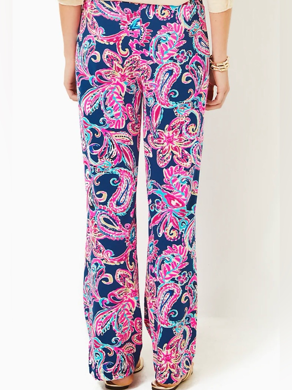 Lilly Pulitzer Pink, Navy & Teal Floral Knit Pant, NEW, Retail $188